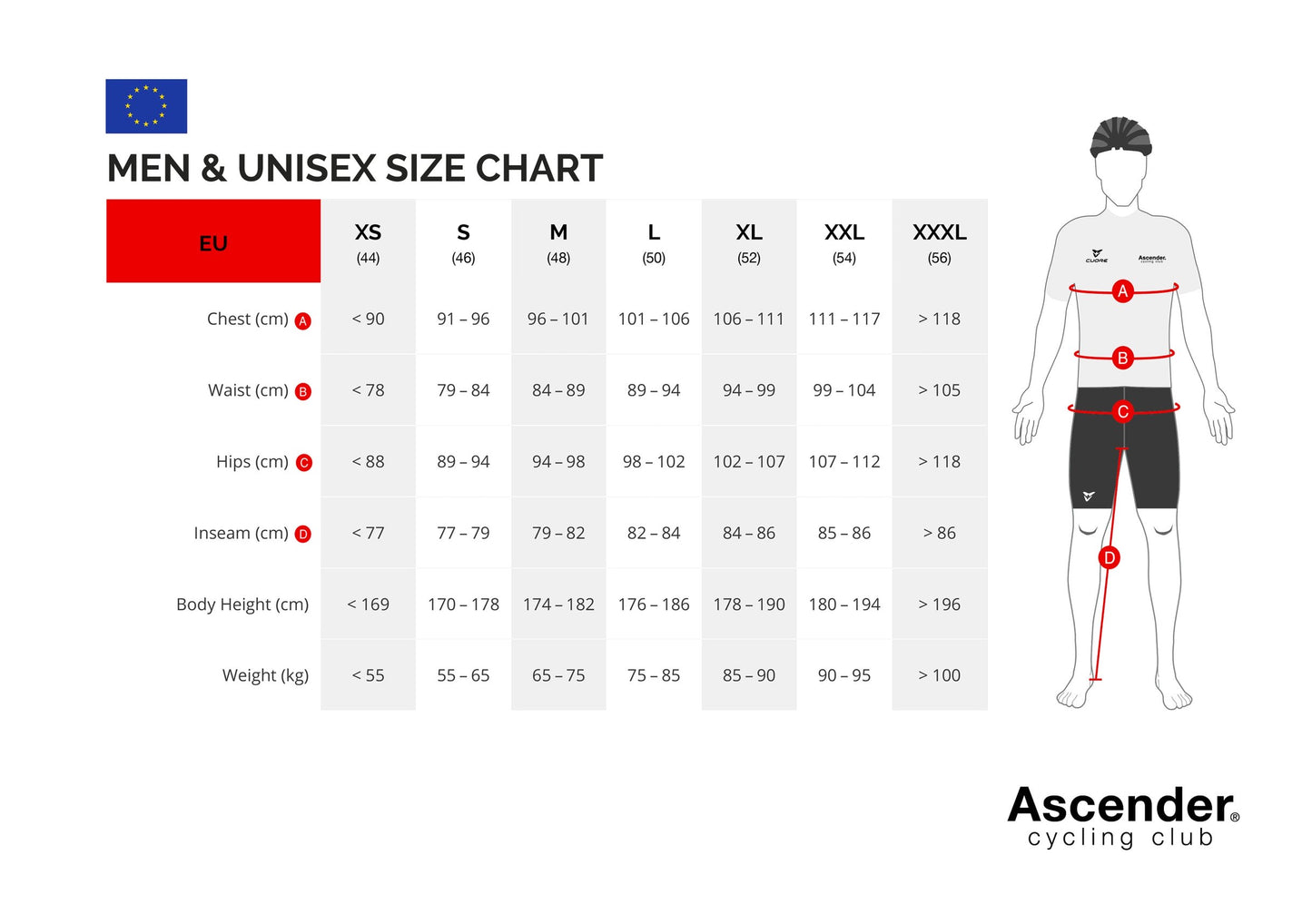 Lightning Bolt Camo Neon Yellow Windshield Vest Without Sleeves from Ascender Cycling Club Zürich and Cuore of Switzerland European Size Chart