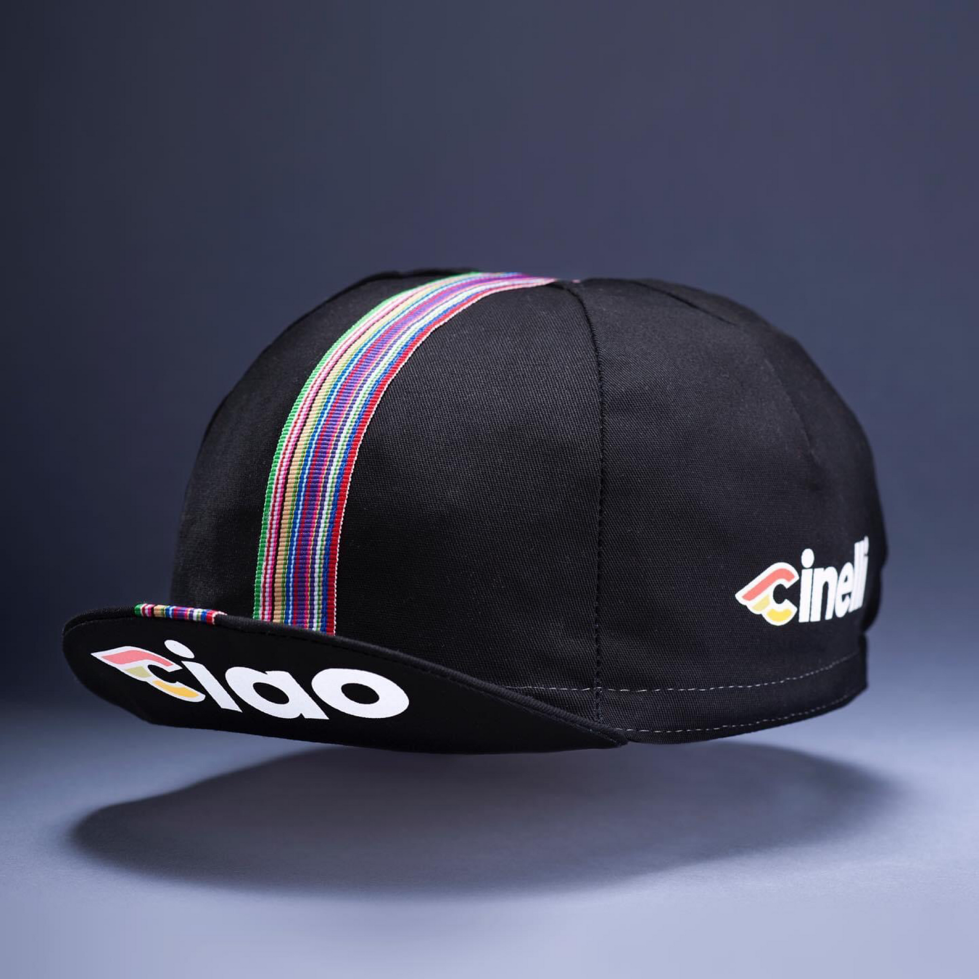 Casquette Cinelli CIAO Noire par Ascender Cycling Club Suisse Vue de face                                