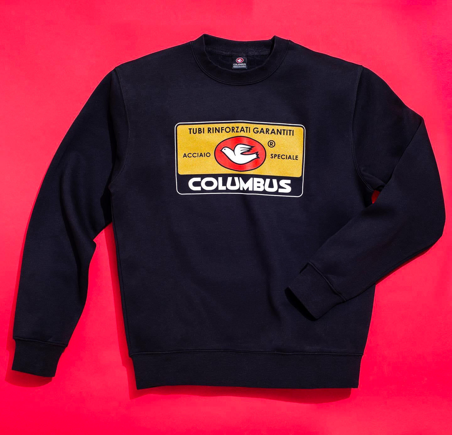 Cinelli Columbus Tag Crewneck Sweatshirt Black by Ascender Cycling Club Switzerland Front View